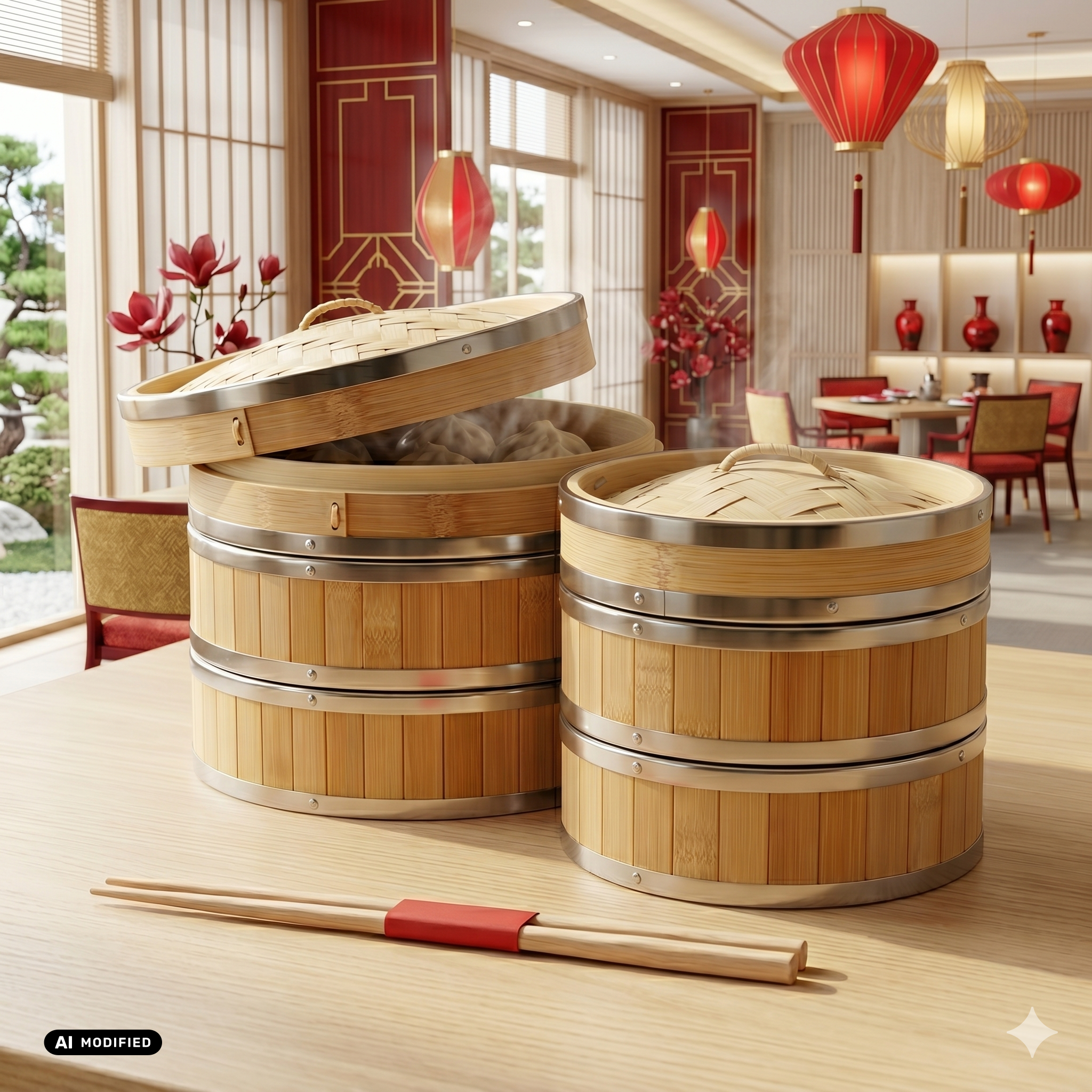Bamboo Steamer Ø 25,4 cm 3pcs set