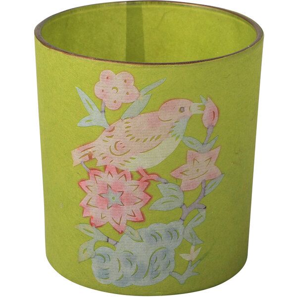 Glass Candle Holder, grün 7,3 x 8cm