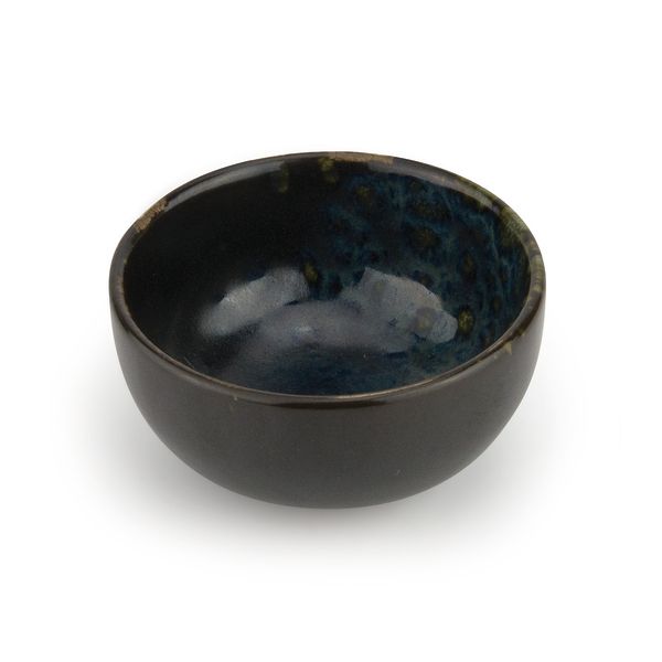 Phobos Schwarze hohe Schale mit blauen reaktiven Punkten Ø cm 15 h cm 7