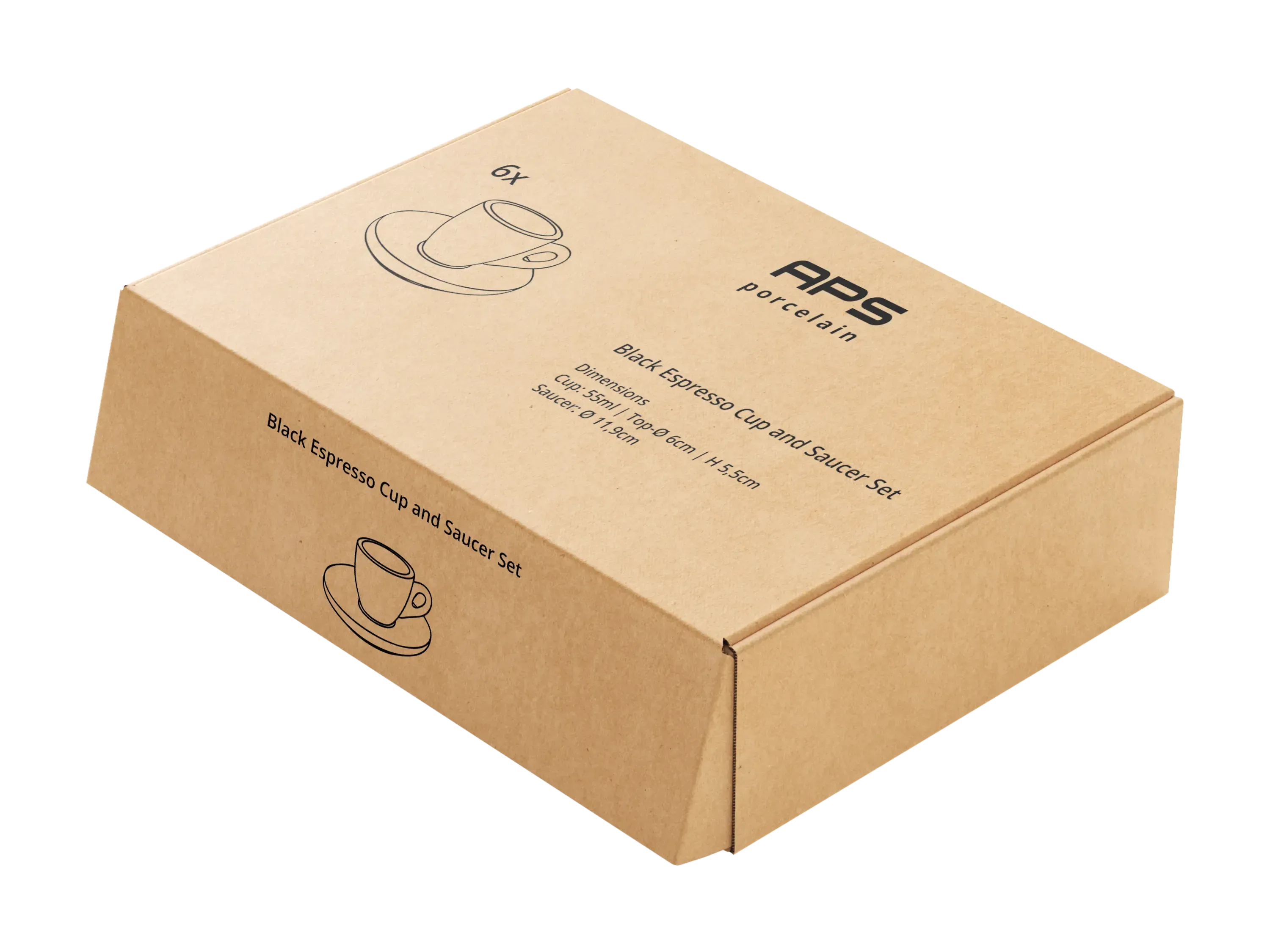 Espresso Tasse mit Untertasse 50ml Schwarz