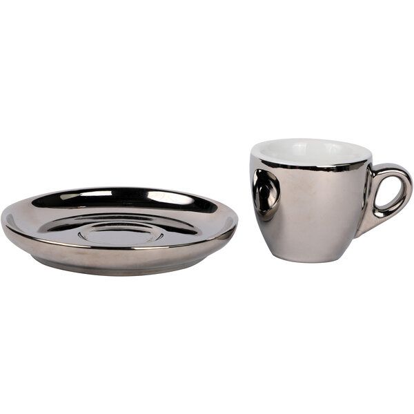 Espresso Tasse mit Untertasse Chrom 55ml