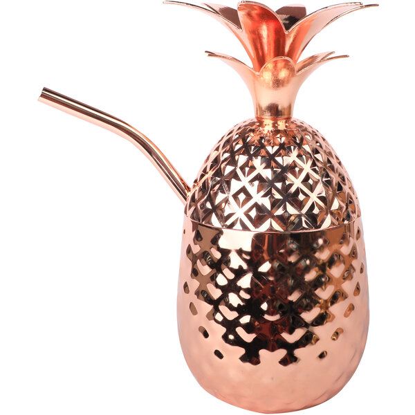 Metall Ananas mit Trinkhalm Kupfer 455 ml