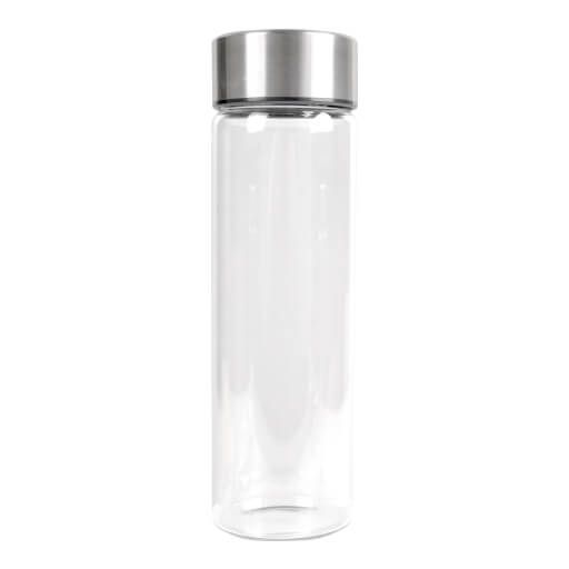 Glas Flasche mit Edelstahldeckel, 500 ml