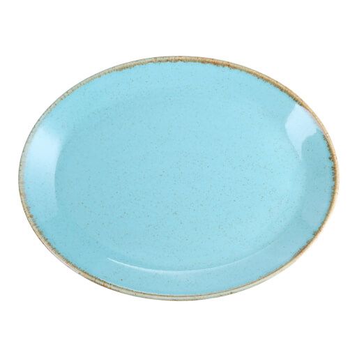 112136 Porland Seasons Turquoise Oval Plate 36cm
