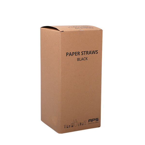 Papier Trinkhalme Schwarz 8x200mm