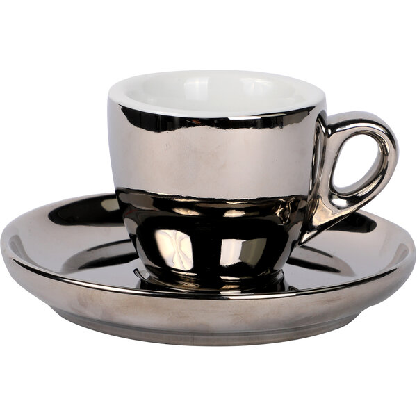 Espresso Tasse mit Untertasse Chrom 55ml