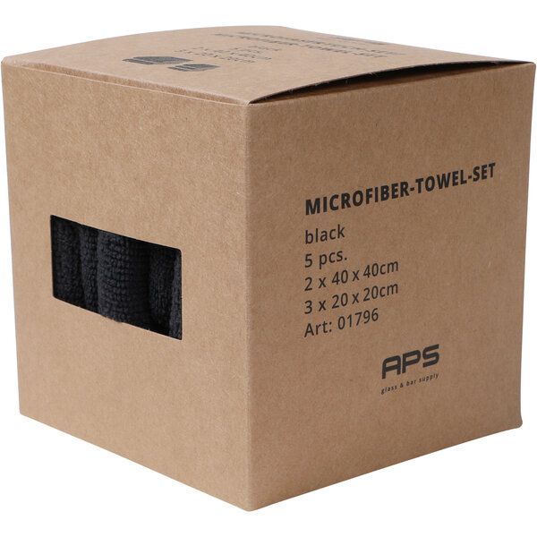 5-tlg. Mikrofasertuch-Set, antibakteriell, schwarz