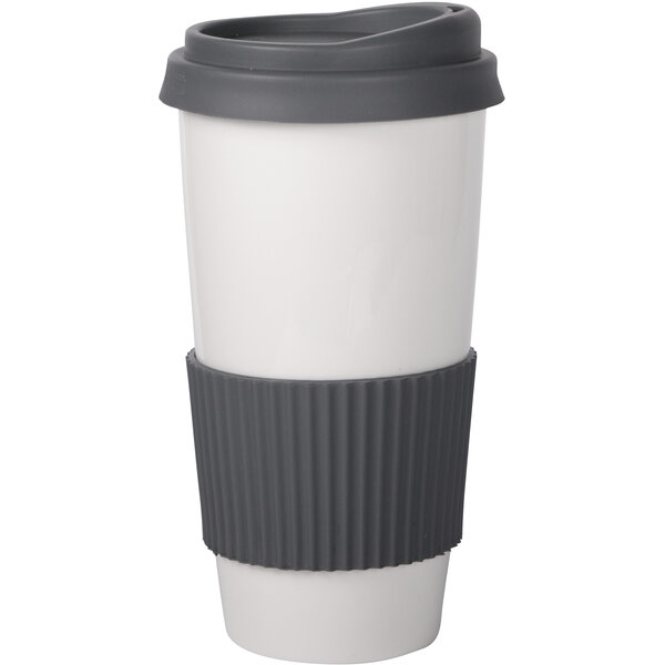 Porzellan Becher mit Silikondeckel 600ml