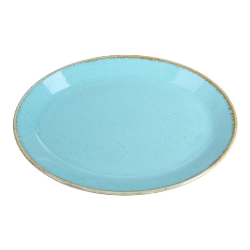 112124 Seasons Turquoise Oval Plate 24cm 