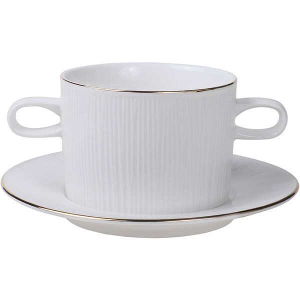 Nippon White Gold Rim Soupbowl 9x6.5cm 300ml Lines 6/48