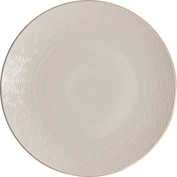 Nippon White w/Golden Rim Plate 26cm Wave 6/48
