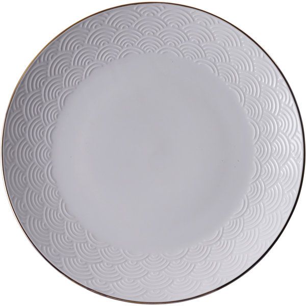 Nippon White w/Golden Rim Plate 26cm Wave 6/48