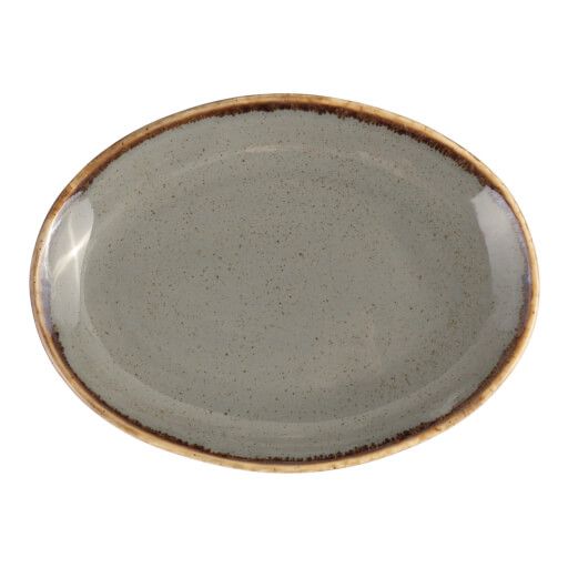 112136 Seasons Dark Grey Oval Plate 36cm