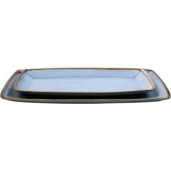 Ming Platte rechteckig, blau 30cm