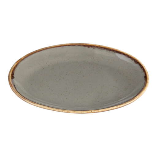 112124 Seasons Dark Grey Oval Plate 24cm 