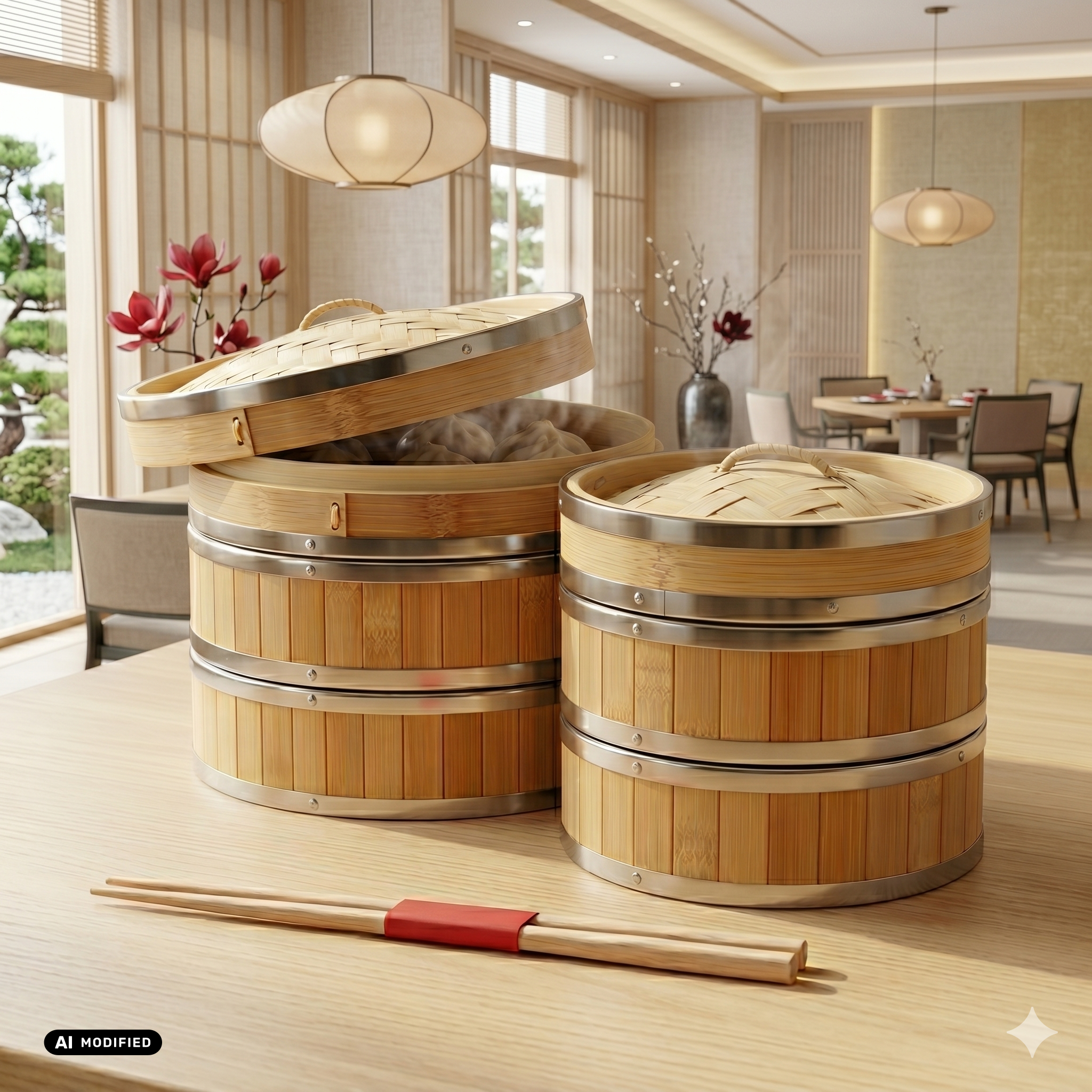 Bamboo Steamer Ø 25,4 cm 3pcs set