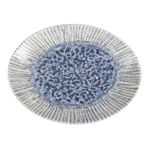112121 Iris Blue Oval Plate 21cm
