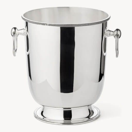 Silver Plated Bottle Cooler "Perla", pearl set rim