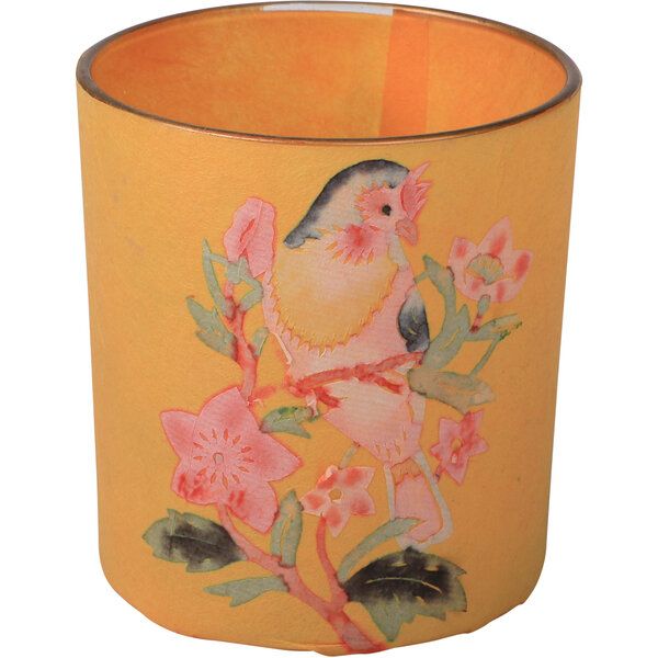 Glass Candle Holder, orange 7,3 x 8cm