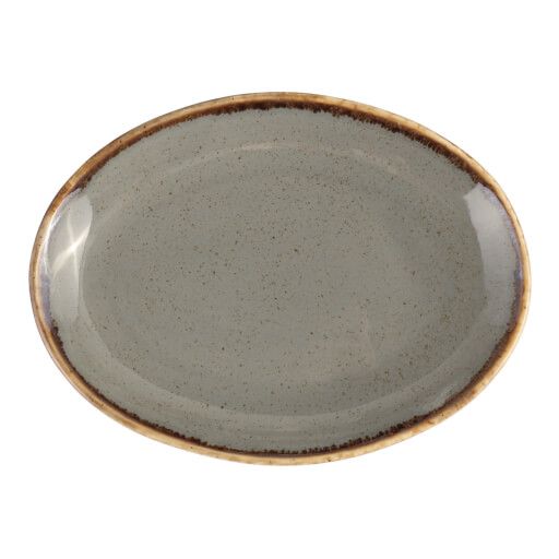 112118 Seasons Dark Grey Oval Plate 18cm