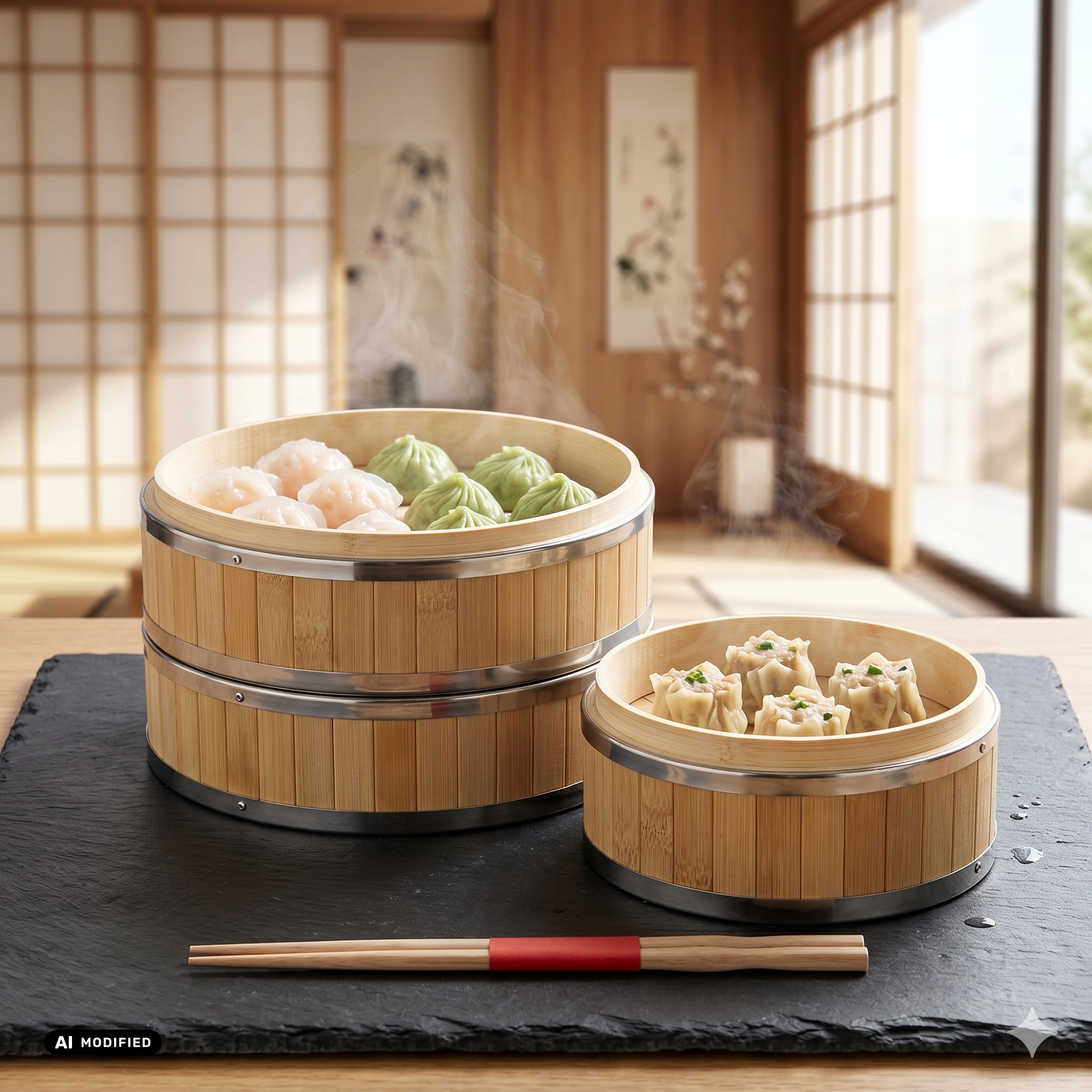 Bamboo Steamer Ø 25,4 cm 3pcs set