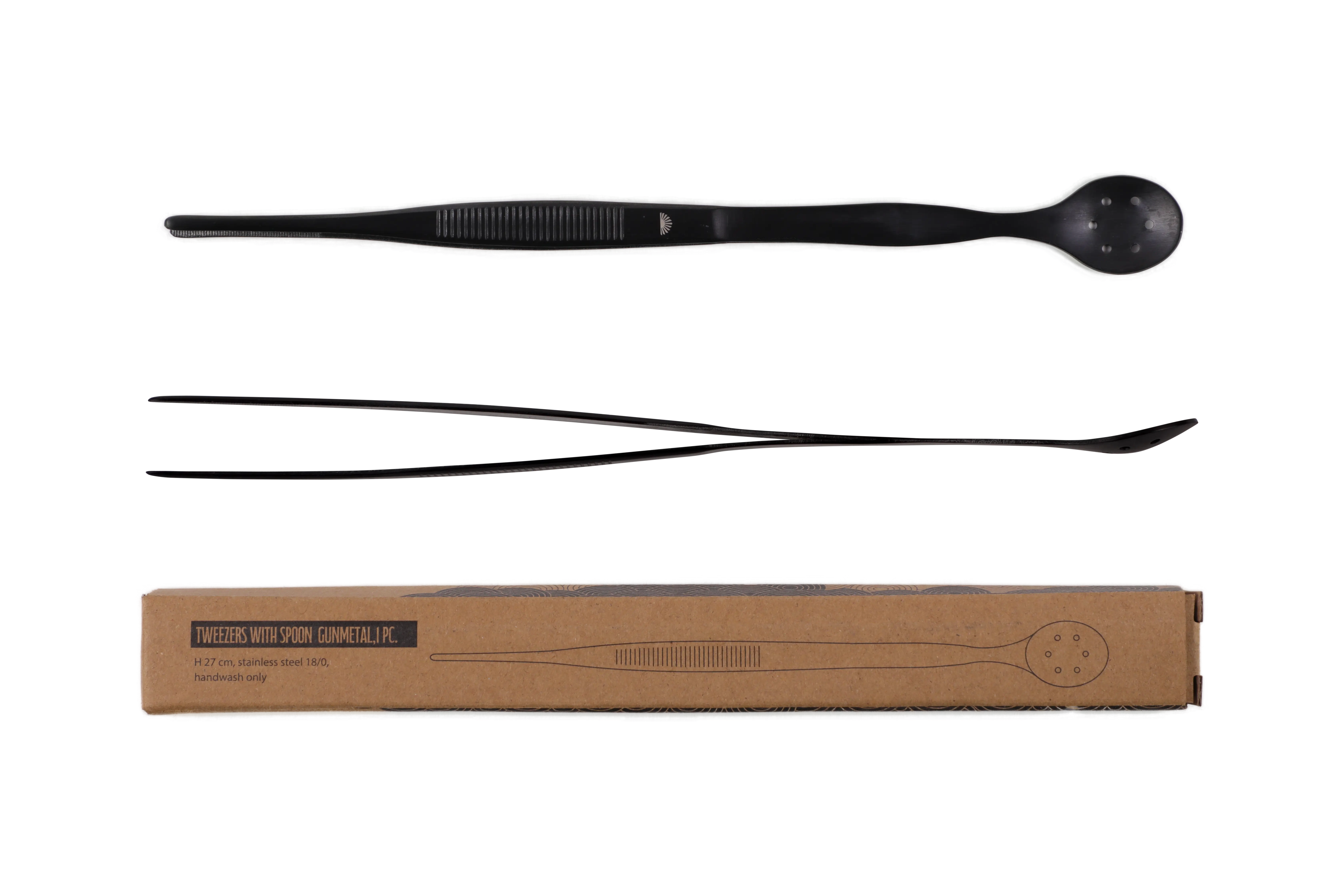 Tweezers with spoon, gunmetal 27 cm Tweezers with spoon, gunmetal 27 cm