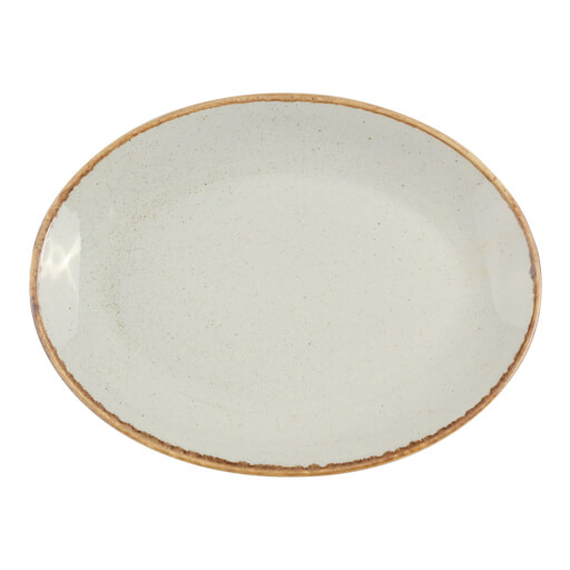 112136 Porland Seasons Grey Oval Plate 36cm