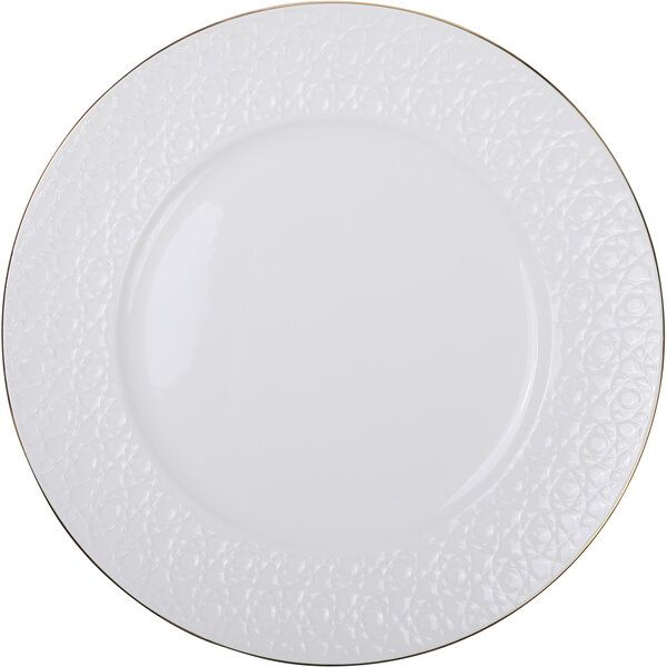 Nippon White Gold Rim Plate 27cm Stripe 3/24