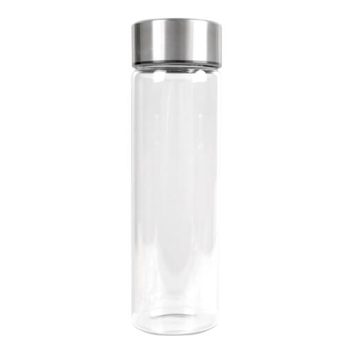 02686 Glas Flasche mit Edelstahldeckel, 500 ml