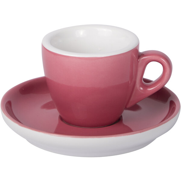 Espresso Tasse mit Untertasse 55ml Kaminrot
