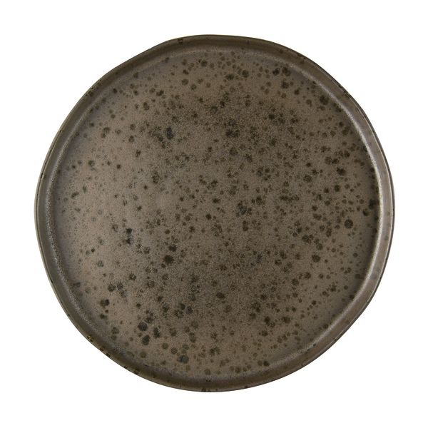 Phobos Brauner Essteller mit rostigen reaktiven Punkten Ø cm 26,5