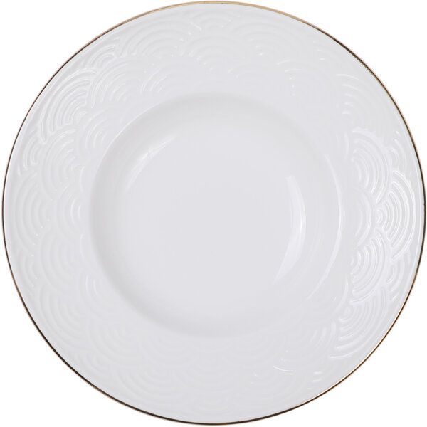 Nippon White Gold Rim Deep Plate 13cm 50ml Wave 6/48