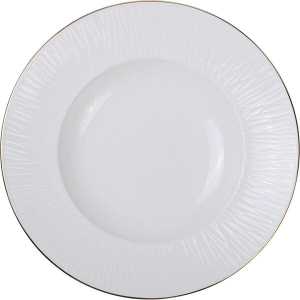 Nippon White Gold Rim Deep Plate 25.8cm 300ml Lines 3/24