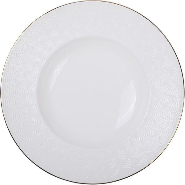 Nippon White Gold Rim Deep Plate 30cm 500ml Wave 1/18