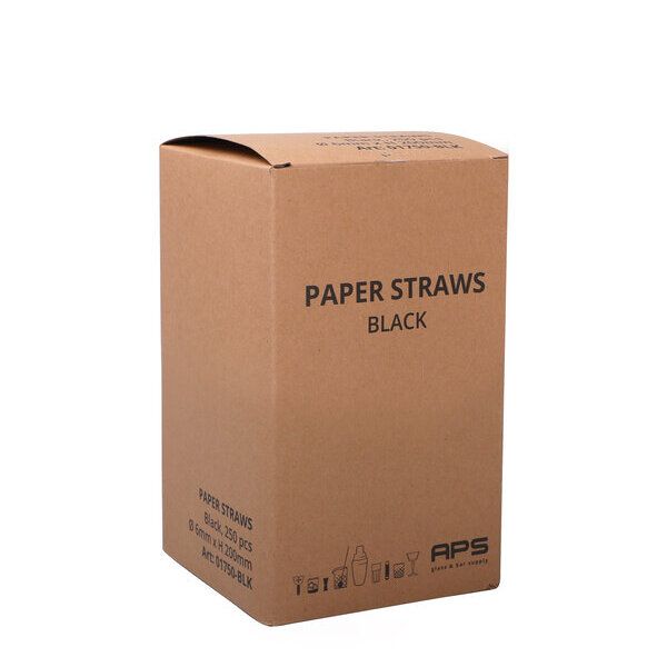 Papier Trinkhalme Schwarz 6x150mm