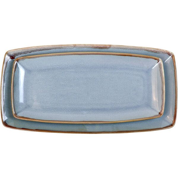 Ming Platte rechteckig, blau 30cm