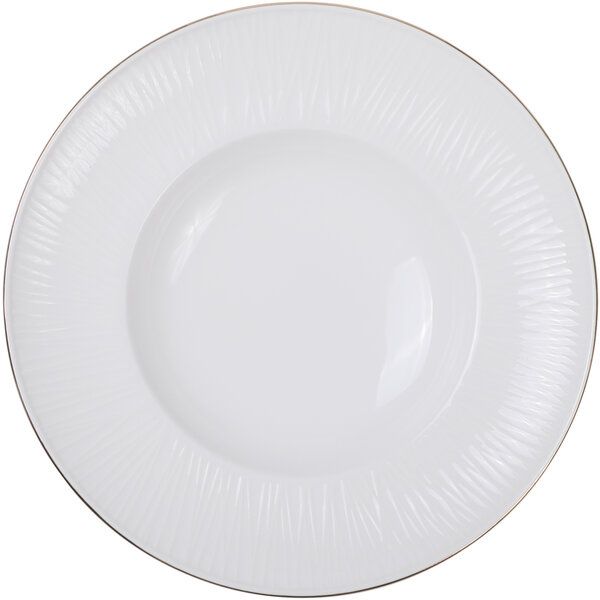 Nippon White Gold Rim Deep Plate 21cm 160ml Lines 3/36