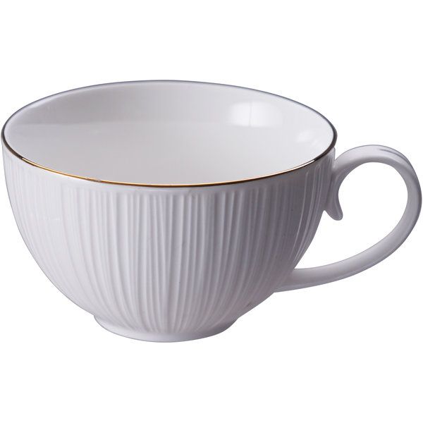 Nippon White Gold Rim Round Cup Lines 250ml 16924 6/36