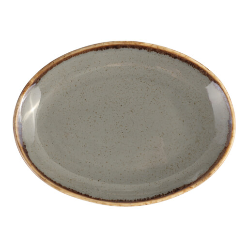 112131 Porland Seasons Dark Grey Oval Plate 31cm 