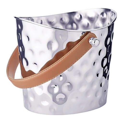 Eiseimer "Gilbert", Ledergriff, gehämmert, 23x28x21cm