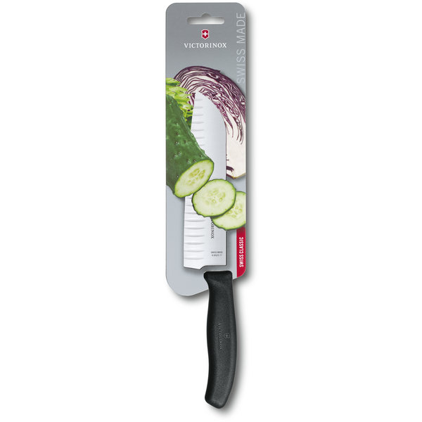 SwissClassic, Santokumesser, Kullenschl., 17 cm, schwarz