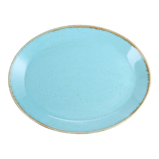 112118 Seasons Turquoise Oval Plate 18cm