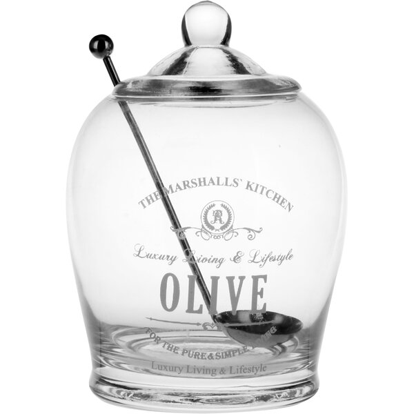 Oliven Glas mit Dekor 550ml