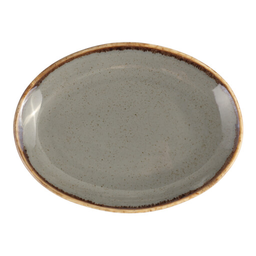 112136 Seasons Dark Grey Oval Plate 36cm 