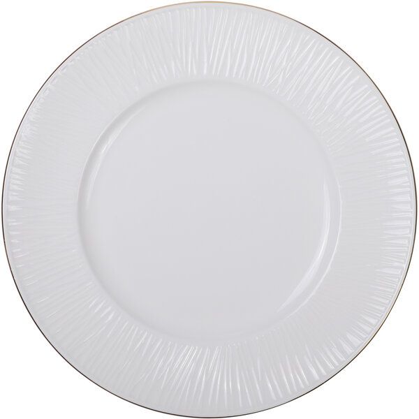 Nippon White Gold Rim Plate 23cm Lines 3/36
