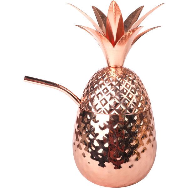 Metall Ananas mit Trinkhalm Kupfer 710 ml