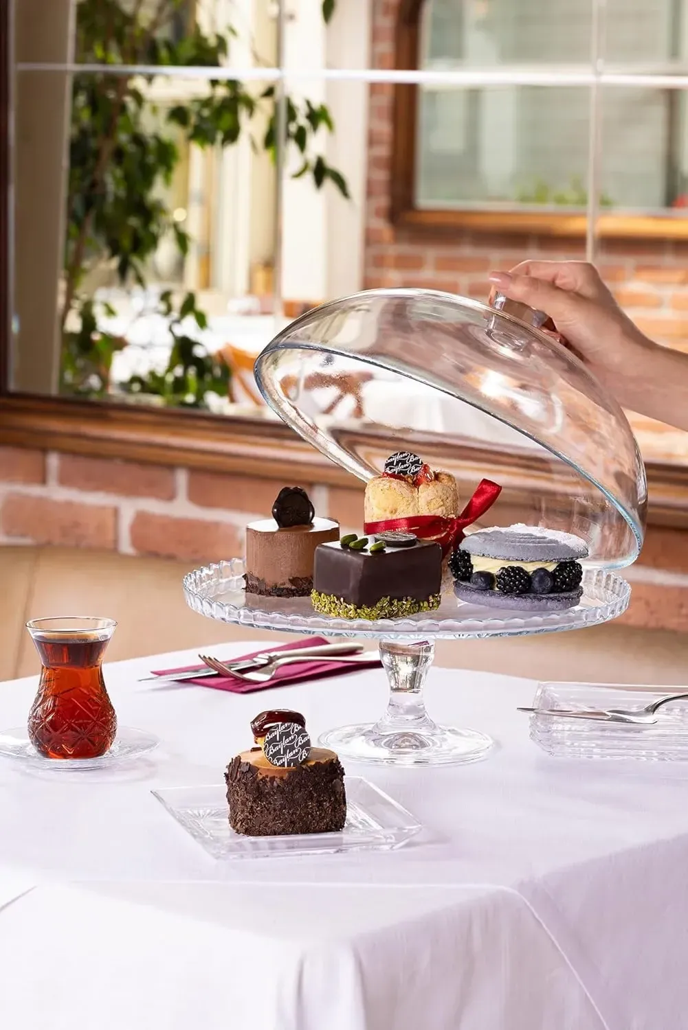 Patisserie Tortenplatte mit Glashaube 32,2 cm