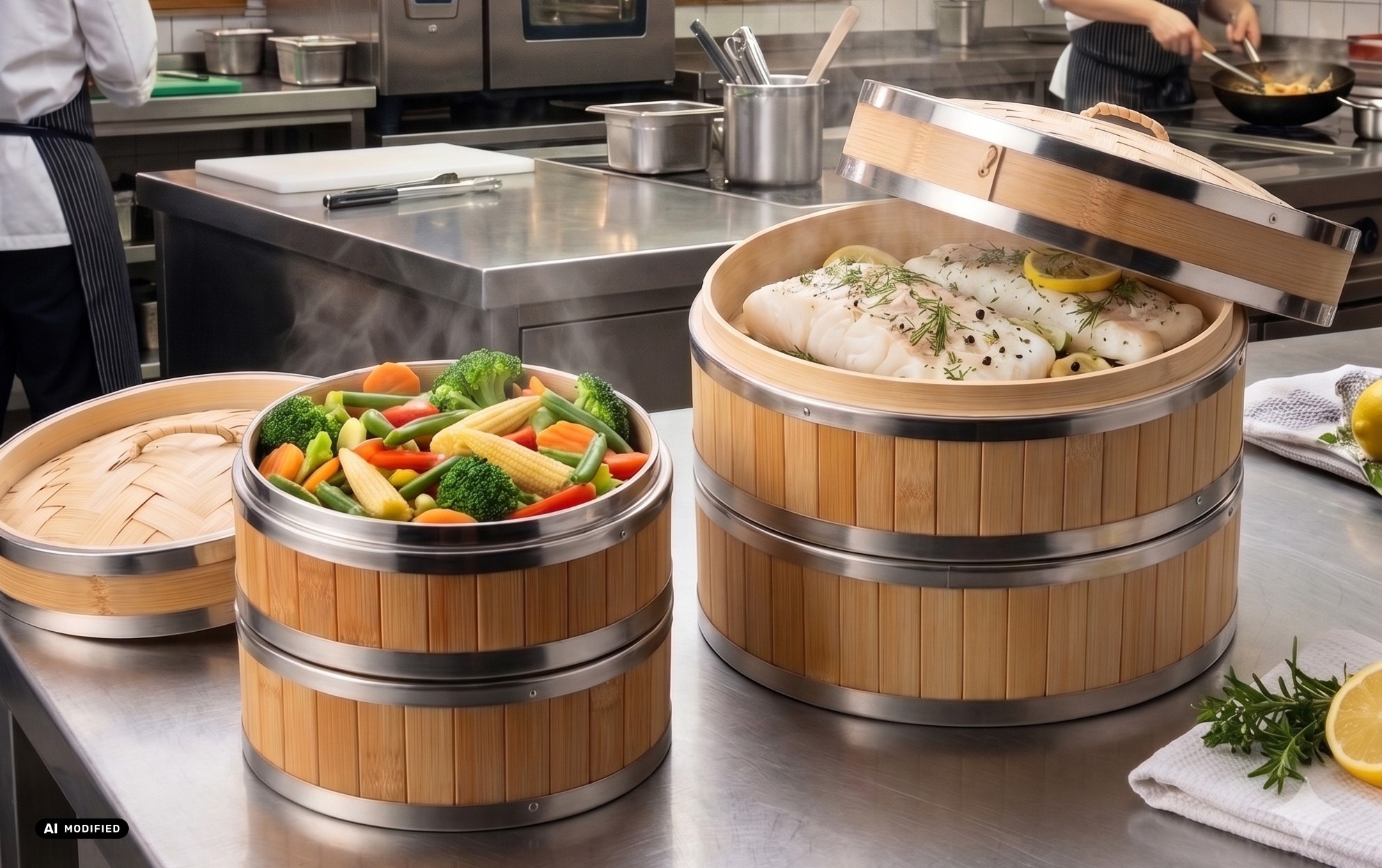 Bamboo Steamer Ø 25,4 cm 3pcs set