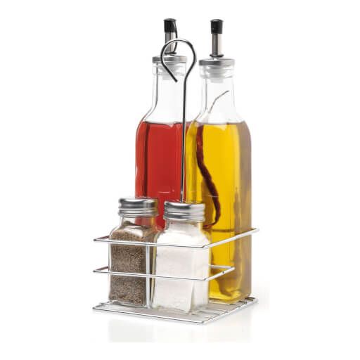 Vinagr/Saleros/Quese 4 Pieces Square Cruet Set
