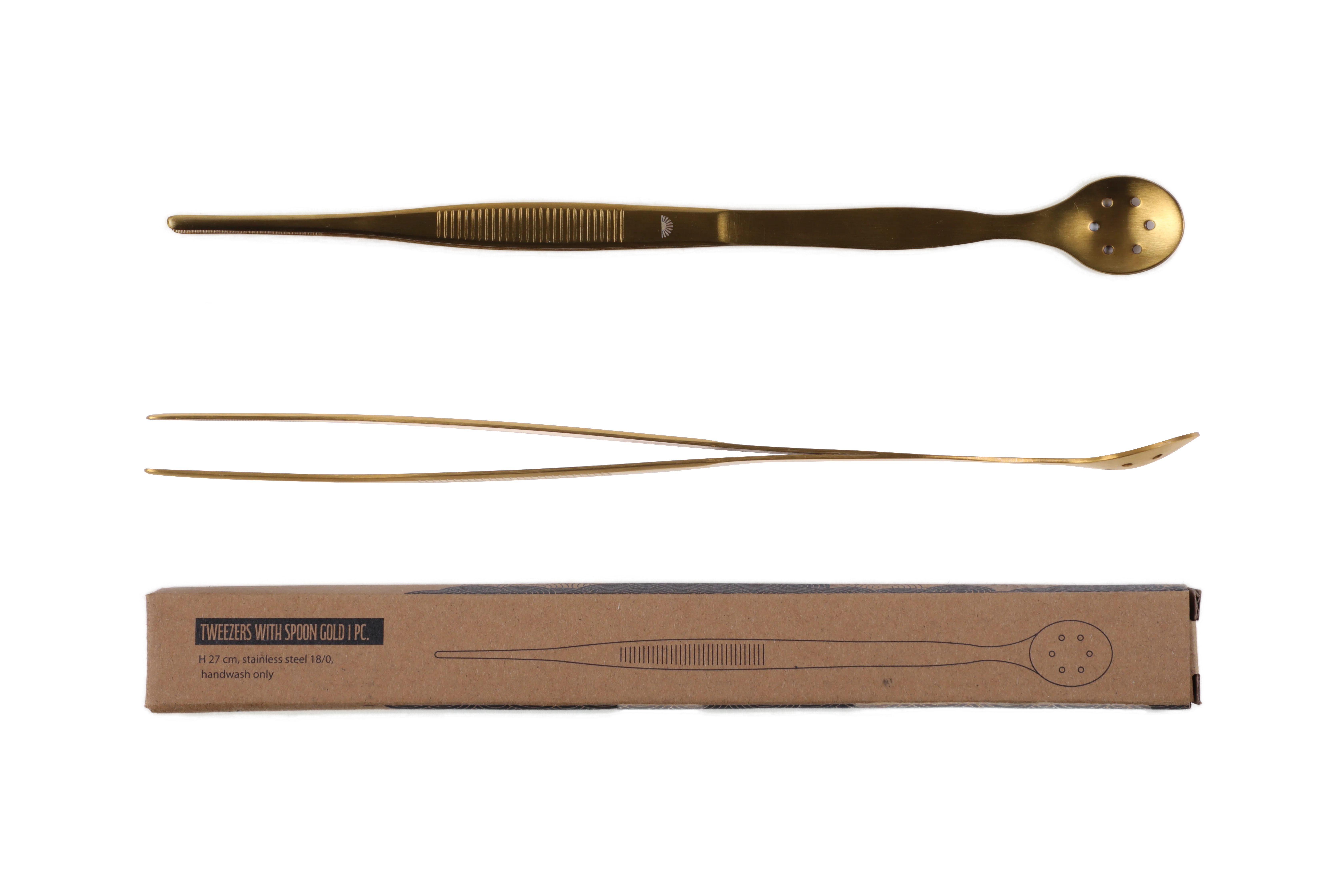 Tweezers with spoon, Gold, 27cm